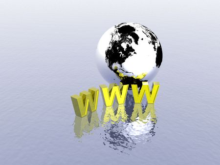 3d World Wide Web internet symbol and globe (see more in my portfolio)の写真素材