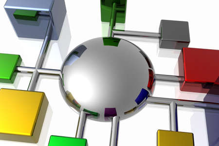 3d network connections isolated in white background