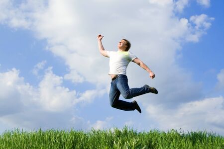 happy man is jumping