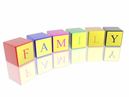 word "family" built from cubesの写真素材