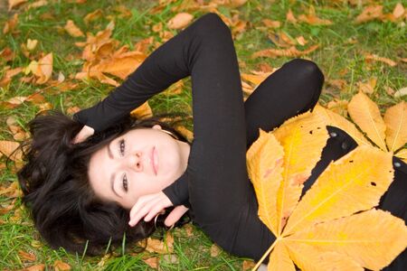 autmun fashion girl portraitの写真素材