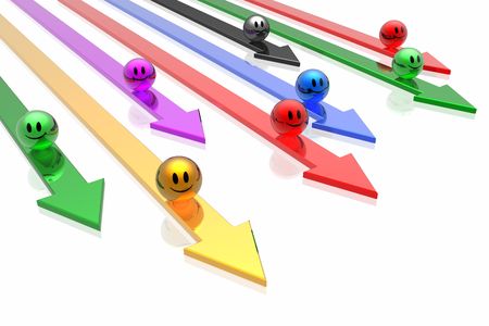 colorful  business teams with arrowsの写真素材