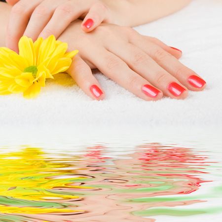 care for beautiful woman handsの写真素材