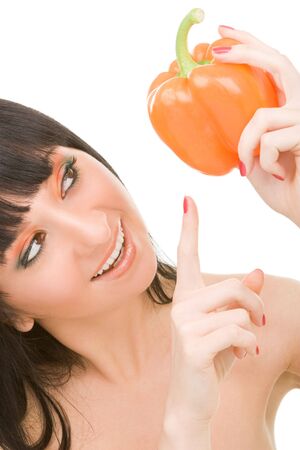 cute girl with pepper の写真素材