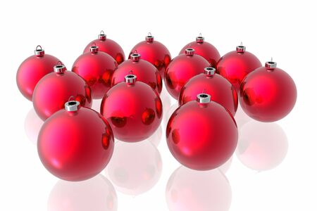 Red christmas decoration on the white backgroundの写真素材