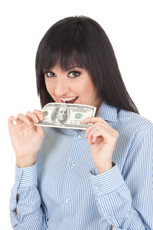 Young business woman with money の写真素材