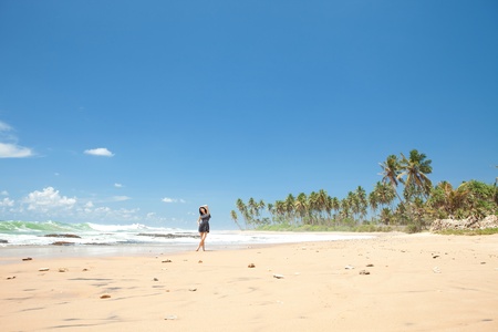 Fashion woman on the beachの写真素材