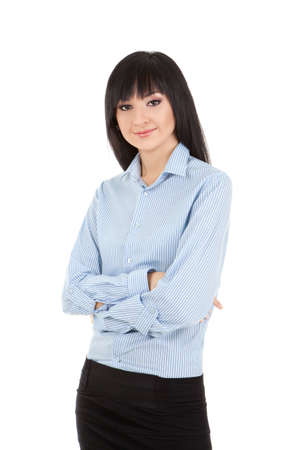 Young business woman isolated on the white backgroundの写真素材