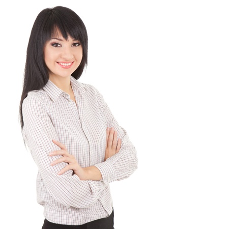 Young business woman isolated on the white backgroundの写真素材