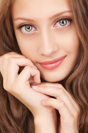 Portrait of a young woman with beautiful eyesの写真素材
