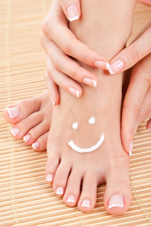 care for beautiful woman legsの写真素材
