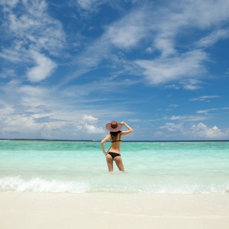 Young sexy woman on the beachの写真素材