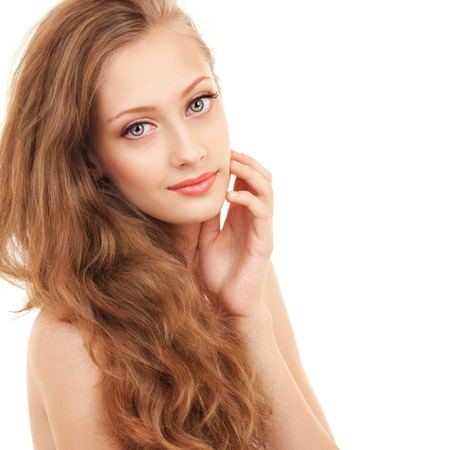 Portrait of a young woman with beautiful hairの写真素材