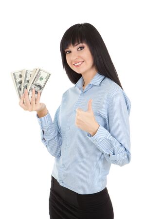 Young business woman with moneyの写真素材