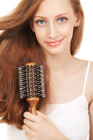 Portrait of a young woman with beautiful hairの写真素材