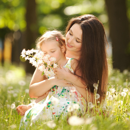 Mother and daughter in the parkの写真素材