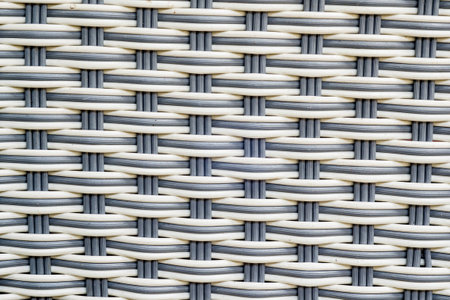 Weaving Crafts made from plastic look beautiful.の写真素材