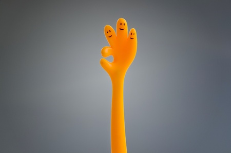 Hand OK sign on white background.の写真素材