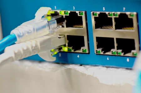 Ethernet switch isolated and router connect Lan colorful