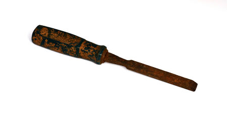old rusty chisel isolated on a white 