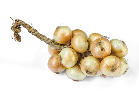 Bunch of onions on whiteの写真素材