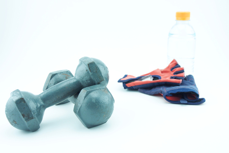 dumbbells on white backgroundの写真素材