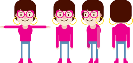 teen age girl vector flat cartoon illustrationのイラスト素材