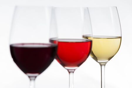 3 types of wine focus on white wineの写真素材