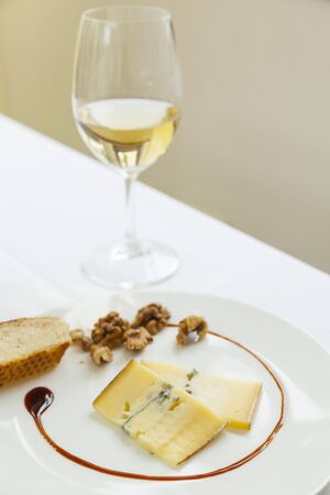 delicious special cheese with blue fungus, nuts and herbal dressing dipの写真素材
