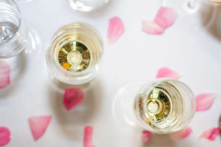 champagne and glasses at celebrationsの写真素材