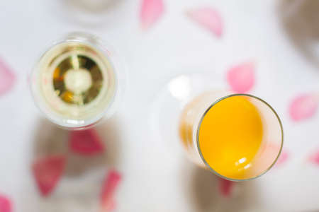 champagne and glasses at celebrationsの写真素材