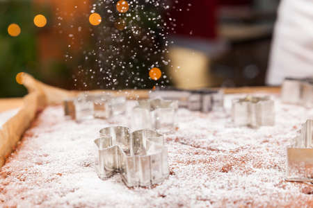preparing cookies for christmasの写真素材
