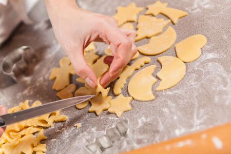 preparing cookies for christmasの写真素材