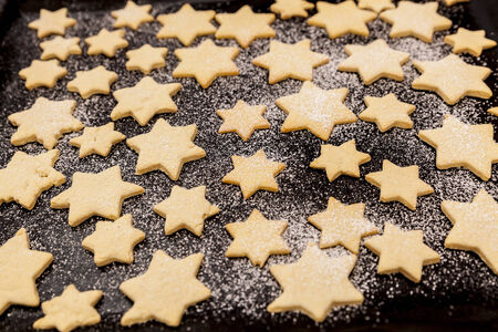 preparing cookies for christmasの写真素材