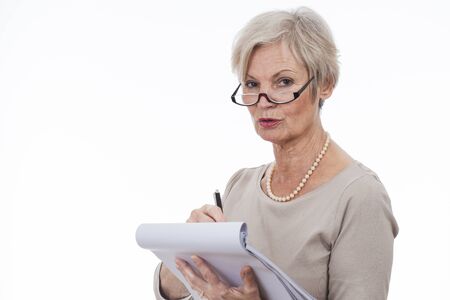 confident neat senior woman various situations at homeの写真素材