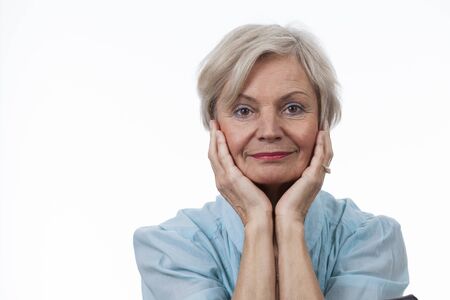 confident neat senior woman various situations at homeの写真素材