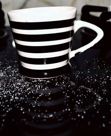 Cup of coffee with cookiesの写真素材