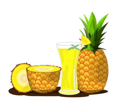 pineapple fruit juice illustration vector drawingのイラスト素材
