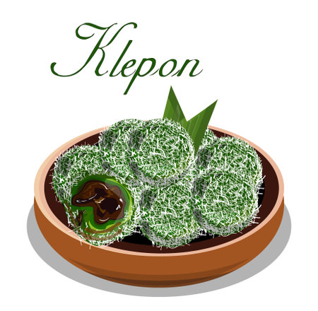 Vector Illustration Of Traditional Indonesian Snack Named Kleponのイラスト素材