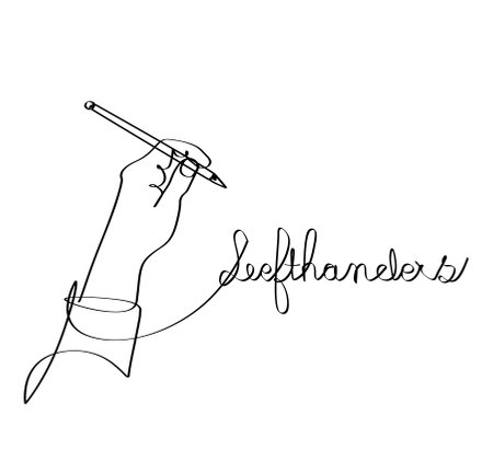 Left-handed illustration vector drawing writing with left handのイラスト素材