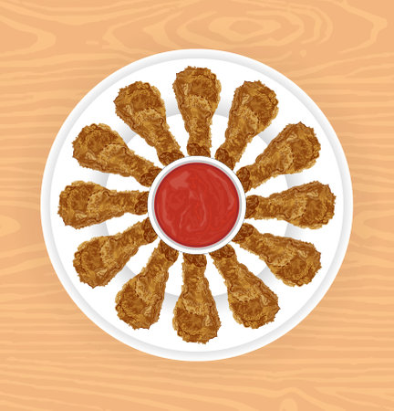 Fried chicken illustration vector imageのイラスト素材