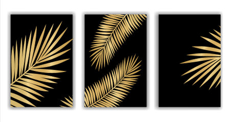 Vector Image Illustration of a frame with golden coconut leaf decorationのイラスト素材