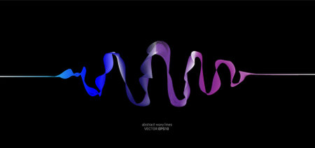Vector Image Illustration of black background with abstract wavy lines EPS 10