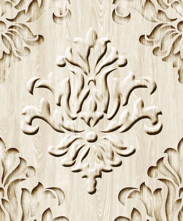 Seamless repeat surface pattern designs with modern ornaments style and motifs with wooden texture background.の写真素材