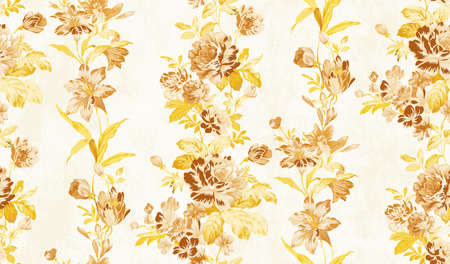 Seamless repeat surface pattern designs with floral botanical designs and textures with beautiful flowers and leaves in minute detail and intricacy.の写真素材