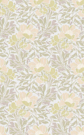 Seamless repeat surface pattern designs with hand painted floral designs and textures with beautiful flowers and leaves having a serene soothing background.の写真素材