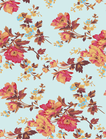 Seamless surface pattern design with detailed floral elements and motifsの写真素材