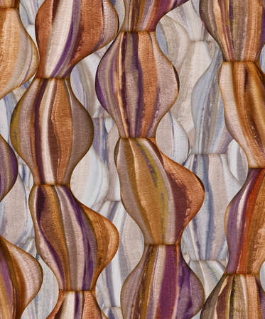 Half drop seamless repeat surface pattern design hand painted with abstract and geometric motifs having a serene and soothing background.の写真素材