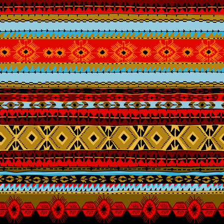 Seamless repeat surface pattern design with modern ethnic african motifs and design in colorful stripes.の写真素材