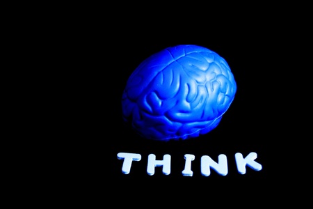 blue brain think side viewの写真素材